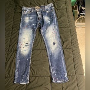 Mania Jeans Blue ripped and painted jeans